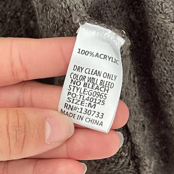 Umgee Gray Oversized Relax Fit Textured Knit Open Cardigan Women's Medium - Picture 10 of 10